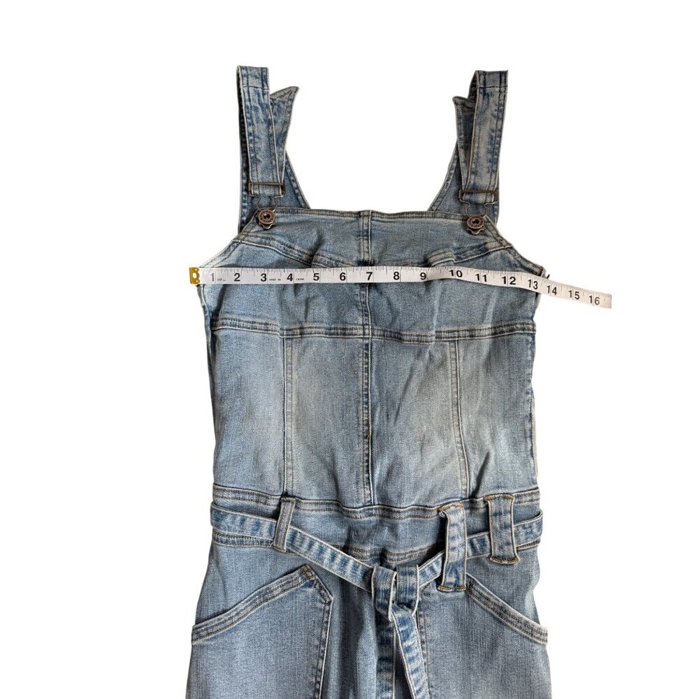 Hot Kiss Women Size S Vintage Denim Jumpsuit Belt One-Piece 90s Y2K Stretch Blue - Picture 4 of 7